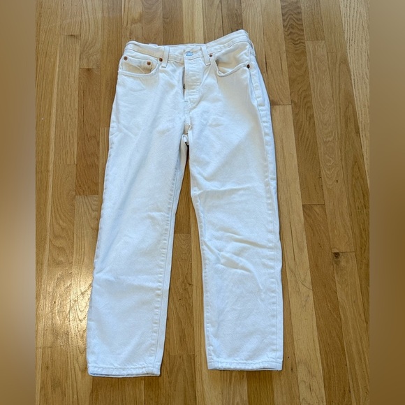 Levi’s Premium 501 Crop Jeans White/Cream – W27 L26 - Picture 5 of 11